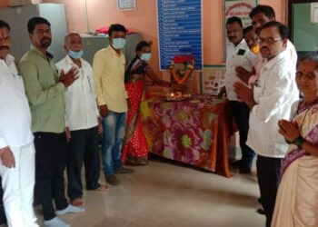 शिवराज्याभिषेक निमित्त ऐनघर ग्रामपंचायतीमध्ये शिवप्रतिमेचे पूजन