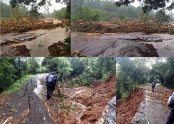 पोलादपुरात रस्ते खचल्याने गावे संपर्कहीन