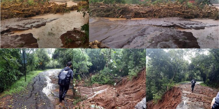 पोलादपुरात रस्ते खचल्याने गावे संपर्कहीन