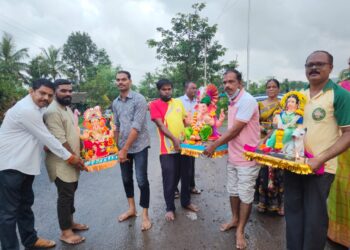 कुसुंबळे येथे भावपूर्ण वातावरणात गौरी गणपती विसर्जन