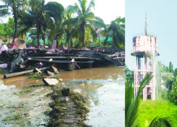 पेणमध्ये पाण्याची टाकी पत्त्यासारखी कोसळली