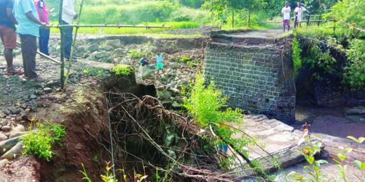 पोलादपूर तालुक्यातील पूल जोरदार पावसाने कोसळला