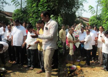 पेव्हर ब्लॉकच्या कामाचे भूमिपूजन
