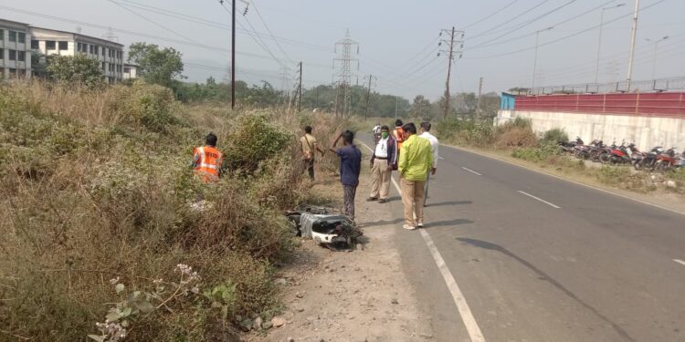 रस्त्यालगत वाढलेले गवताची छाटणी