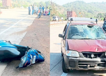 अपघातात दुचाकीस्वाराच्या आईचा मृत्यु
