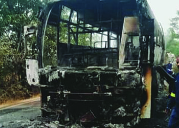 गोव्याकडे जाणार्‍या बसने घेतला पेट