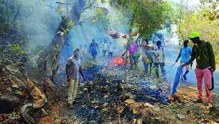 विहूर आदिवासीवाडीत तरुणांनी केली जाळरेषा