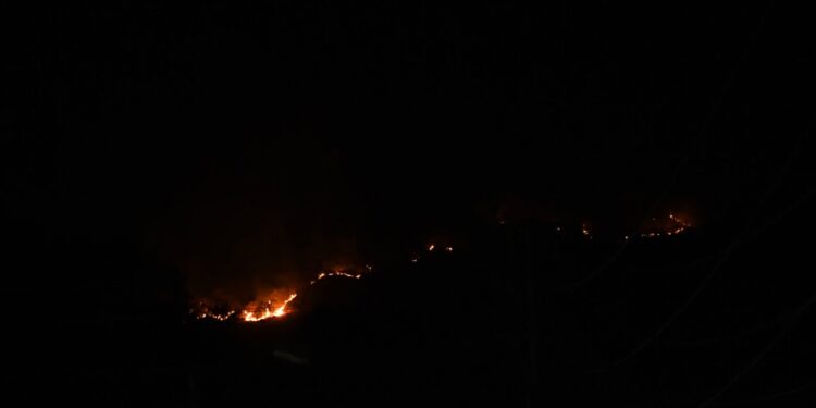 मुरुड दत्त मंदिर जवळील डोंगराला वणवा