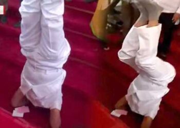 विधानभवनाच्या आवारात राष्ट्रवादीच्या आमदाराचे शीर्षासन