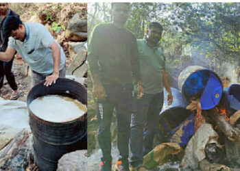 वाघ्रणवाडी जंगलातील गावठी हातभट्टी उध्वस्त