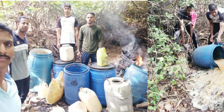 पोलिसांची गावठी दारुविरोधी मोहिम सुरूच; काळकाई जंगलात हातभट्ट्या उध्वस्त