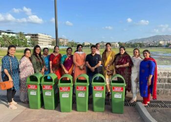 वडाळे तलाव येथे कचरा संकलनासाठी डस्टबिन