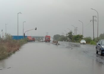 रिमझिम पावसातच जेएनपीटी बंदर परिसरात रस्त्यांवर पाणी