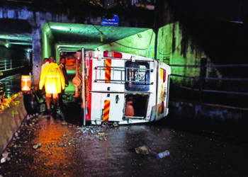 उड्डाणपुलावरून मिनीबस कोसळली