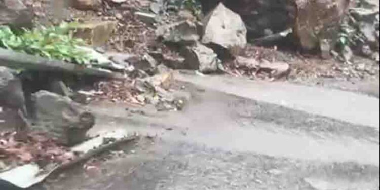 माथेरान नेरळ घाटरस्त्यातील दरड धोकादायक