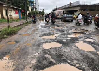 खड्ड्यांमुळे मंदावला वाहतुकीचा वेग