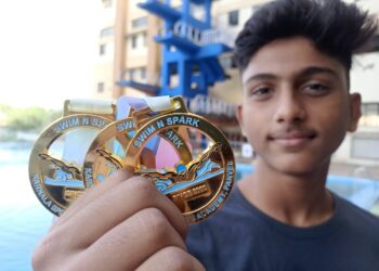 जलतरण स्पर्धेत उरणच्या आर्यन मोडखरकरचे वर्चस्व