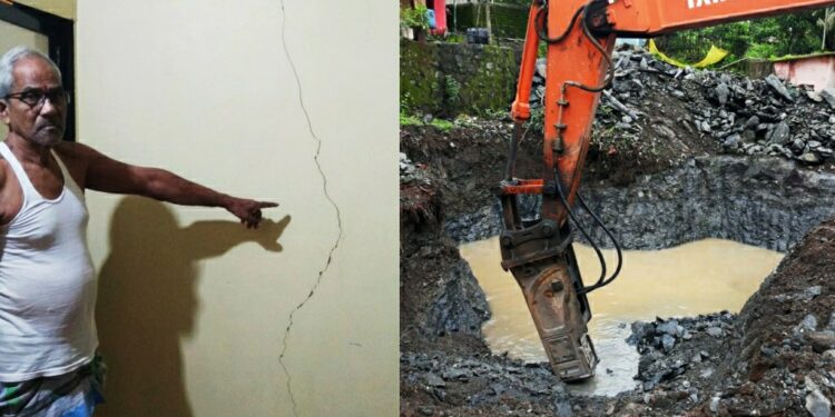 आंबेघरमध्ये मोबाईल टॉवरसाठी खोदकाम; घराला तडे