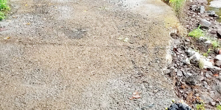 पुराच्या पाण्याने रस्त्याची दुरवस्था