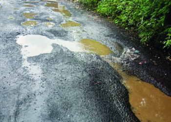 दामत-भडवल रस्त्यावरील डांबर उखडले