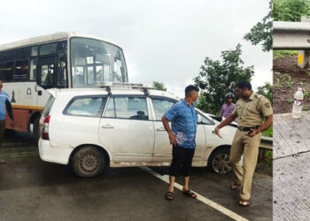 कशेडी घाटात इनोव्हा-एसटी बसचा अपघात