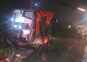 टायर फुटल्याने बस पलटी,पाच जण जखमी