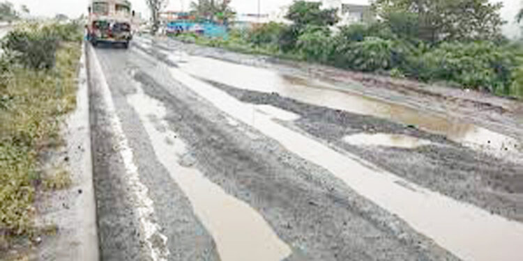 खड्डेमय महामार्गामुळे चालकांची दमछाक