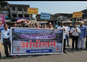 रखडलेल्या महामार्गासाठी पत्रकारांची मानवी साखळी