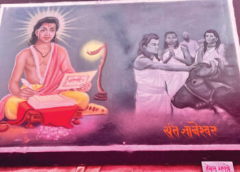 अजिवली रंगावलीतून साकारले संत