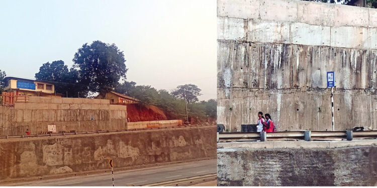पोलादपूरमध्ये सर्व्हिस रोडवर लाखोंची काँक्रीट भिंत