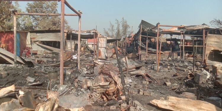 स्पिडी कंपनी जवळ अग्नीचे तांडव; दहा कटिंगी खाक