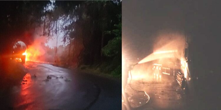 कशेडी घाटामध्ये गॅस टँकरला भीषण आग