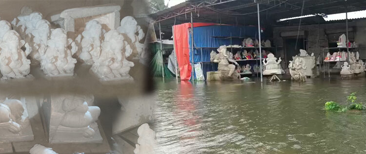 पुरात हजारो गणेशमूर्तींचे करोडोंचे नुकसान
