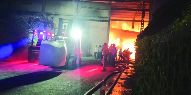 पाताळगंगा येथील गोदाम आगीत खाक