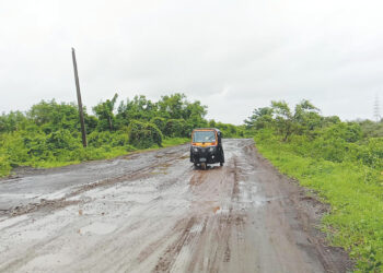 द्रोणागिरी-नोड रस्त्यावर खड्डेच खड्डे