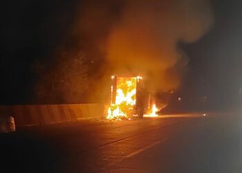 चालत्या पीकअपला आग; द्रुतगती महामार्गावरील घटना