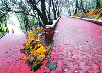 माथेरानमधील पांडे प्ले ग्राऊंड भागातील क्ले पेव्हर ब्लॉक सुस्थितीत