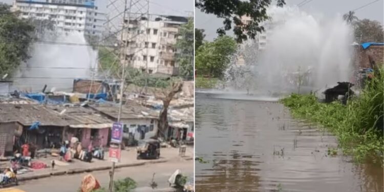 पनवेल येथे जलवाहिनी फुटली