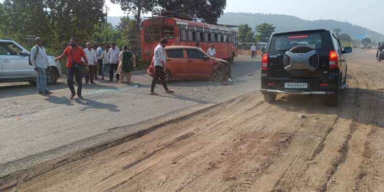 सुकेळी येथे तीन वाहनांना अपघात