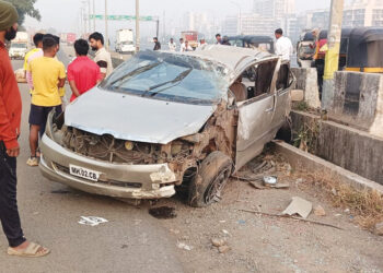 जनावरांची अवैध वाहतूक करणाऱ्या कारला अपघात