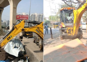 फूटपाथवरती महापालिकेची तोडक कारवाई