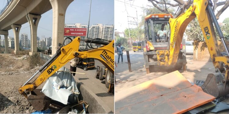 फूटपाथवरती महापालिकेची तोडक कारवाई