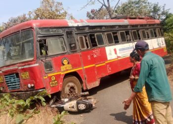 नागलोली येथे एसटीला अपघात