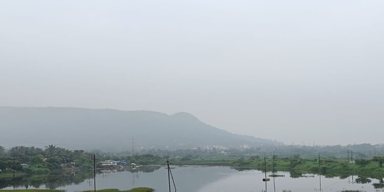 उरण परिसरात धुक्याचे डोंगर