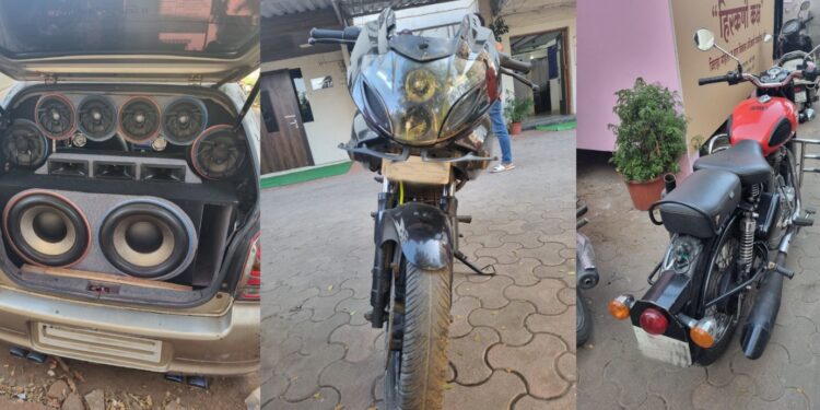 कर्कश आवाजाने मोटार चालविणार्‍यांवर कारवाई