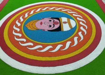 महड मंदिरात आकर्षक रांगोळ्या