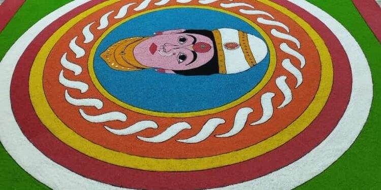 महड मंदिरात आकर्षक रांगोळ्या