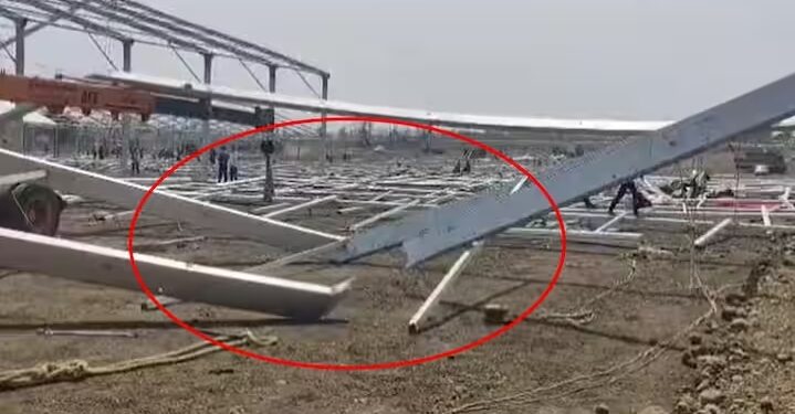 यवतमाळ येथे उभारण्यात येणारा सभामंडप कोसळला; चार कामगार जखमी