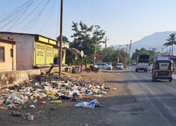 नेरळ-कल्याण रस्त्यावर कचर्‍याचे साम्राज्य