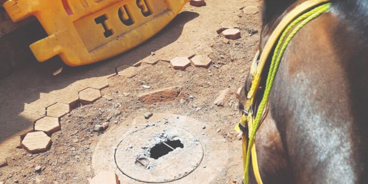 सांडपाणी प्रकल्पातील चेंबरला होल